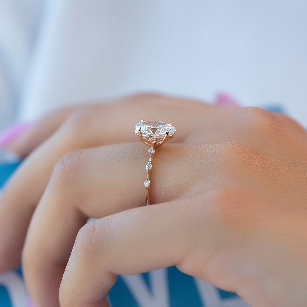 Oval Lab Grown Diamond Ring, Solitaire Engagement Ring