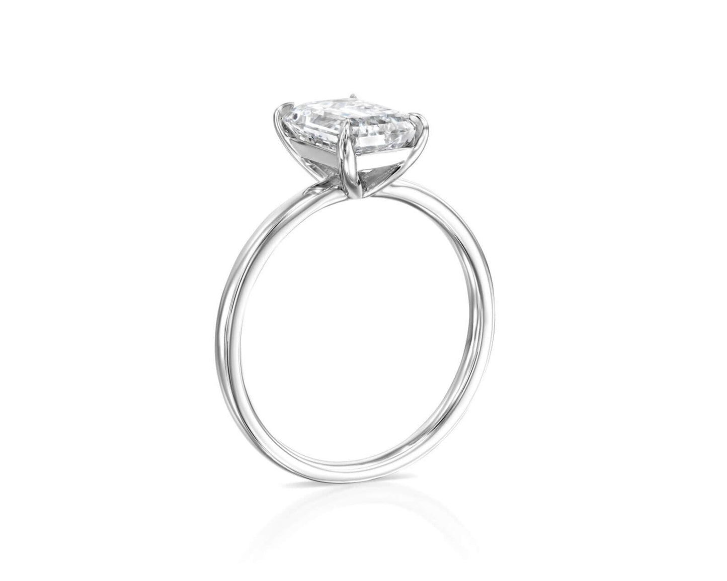 Lab-Grown Diamond Solitaire Ring with Elongated Emerald Cut