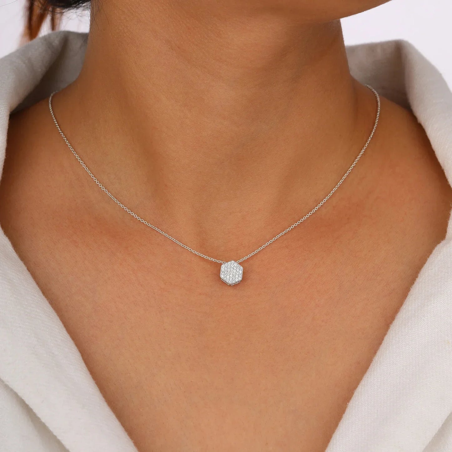 Hexagonal Lab Grown Diamond Pendant for a Stylish Look