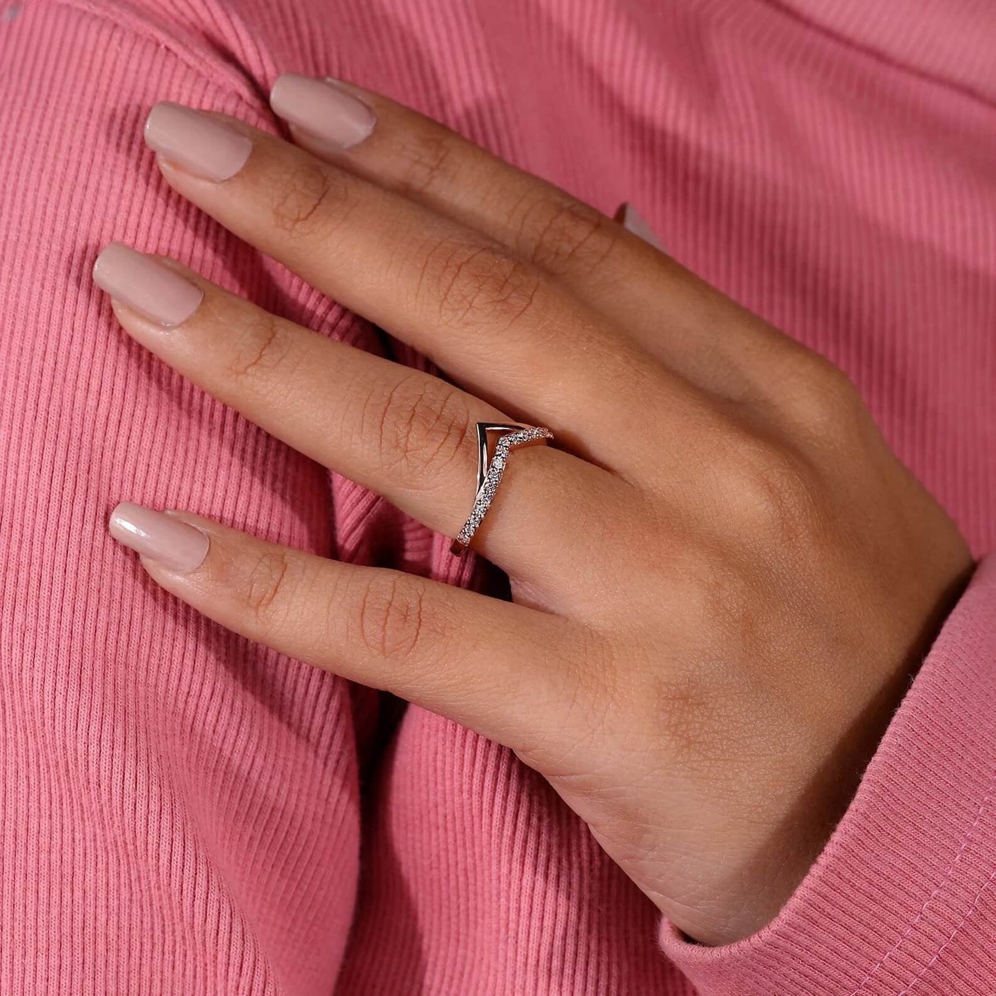 V-Shaped Half Eternity Anniversary Band
