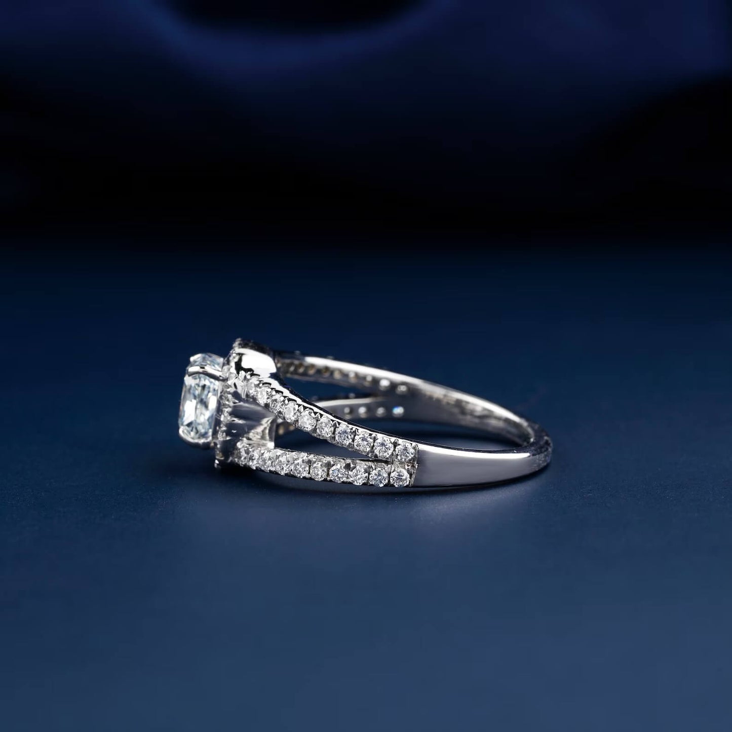 Cushion Cut Lab-Created Diamond Halo Engagement Ring