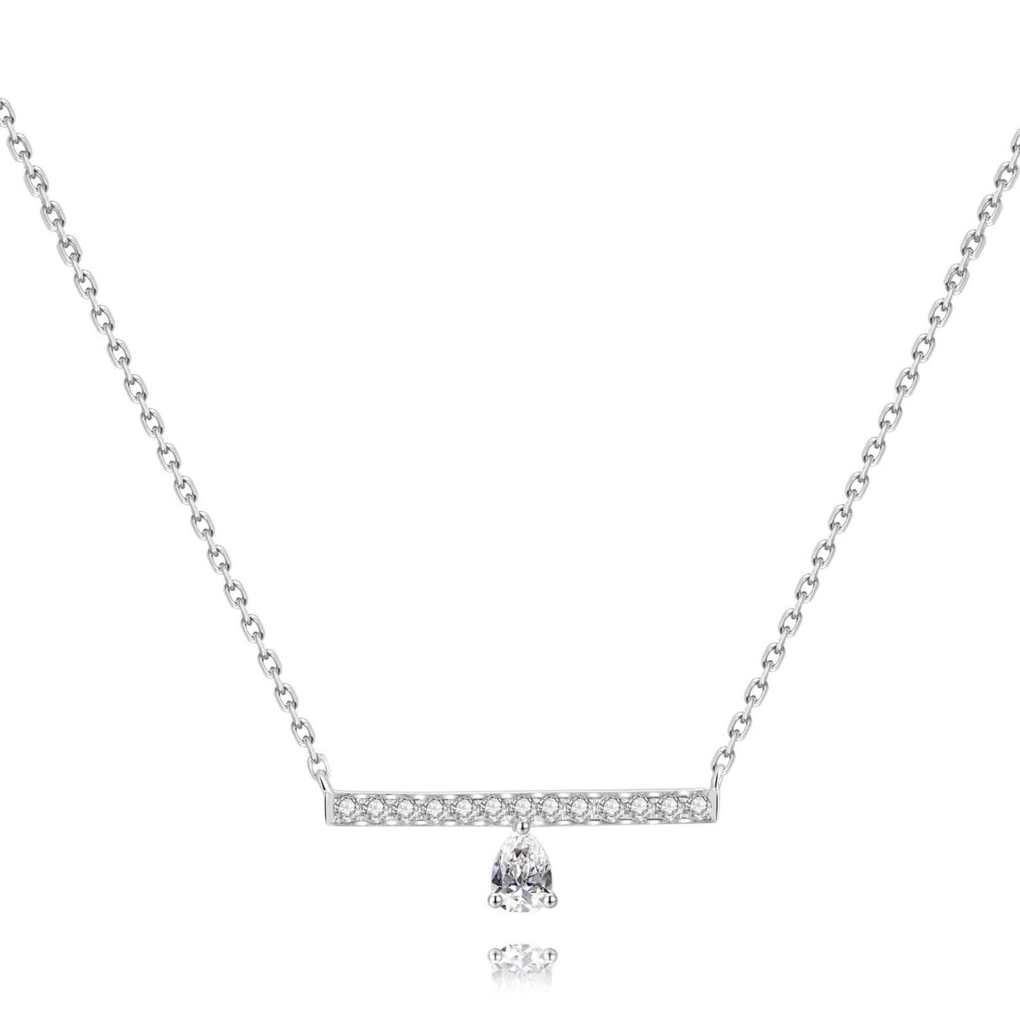 Lab Grown Diamond Bar Necklace with Pearl Accent