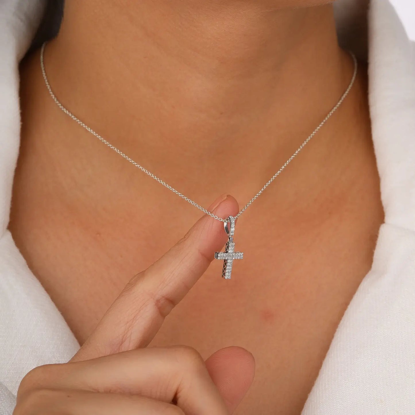 Small Lab Diamond Cross Pendant for Religious Occasions
