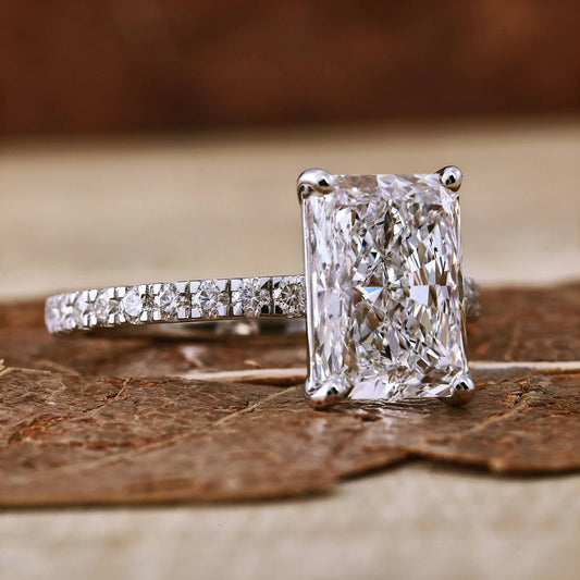 Pave Set Lab Grown Diamond Engagement Ring
