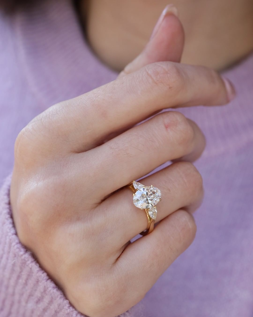 3 CT Oval Cut Lab Grown Diamond Engagement Ring. A vintage Art Deco design with three stone, a dainty promise and anniversary gift for her.