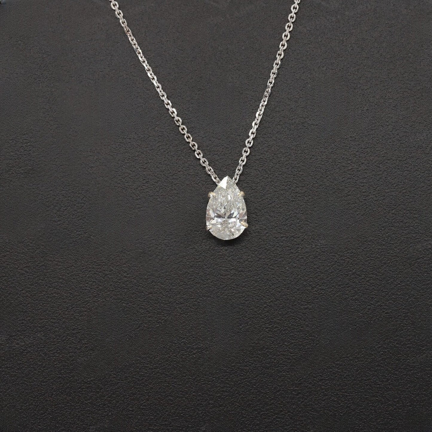 Glittering Pear-Cut Solitaire Diamond Necklace