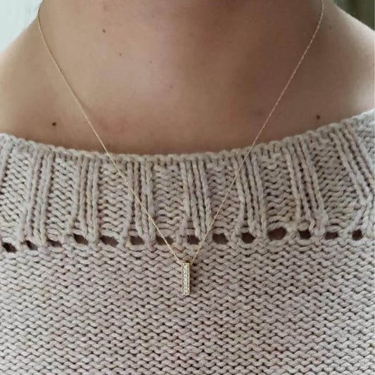 Diamond Bar Necklace with Lab Grown Diamond
