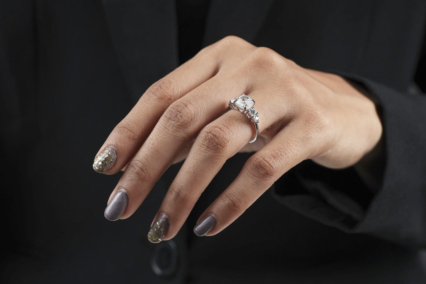 Elongated Cushion Cut Diamond Ring, Lab Grown Diamond Engagement Ring