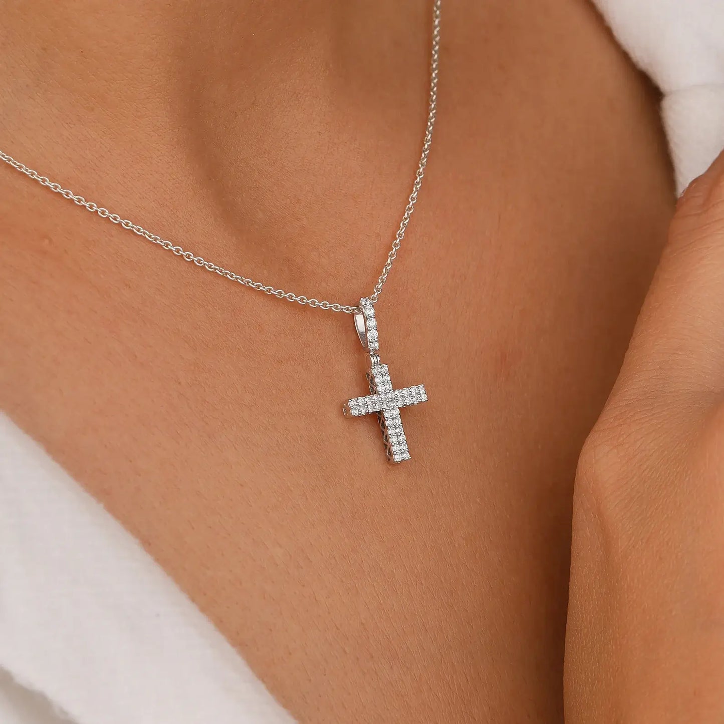 Small Lab Diamond Cross Pendant for Religious Occasions