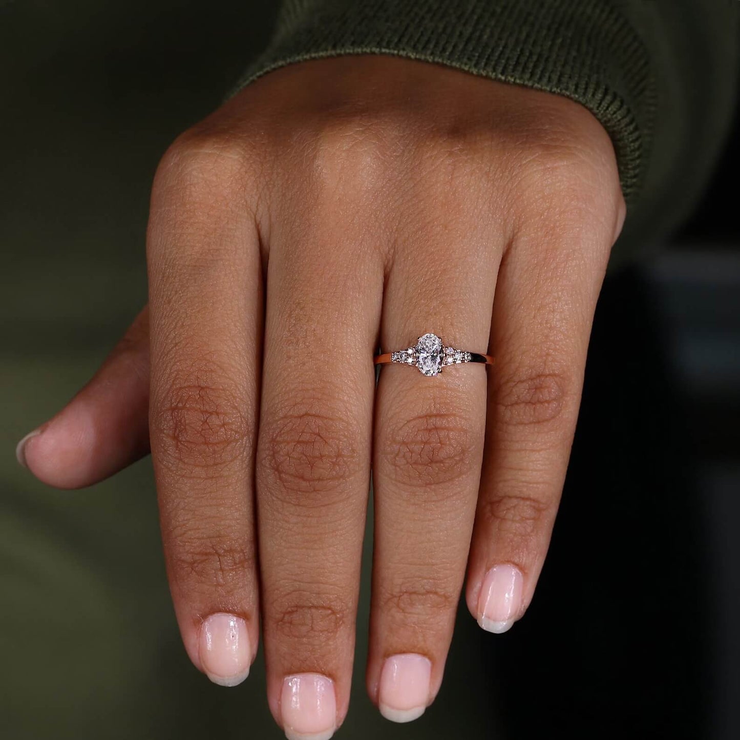 Lab Grown Diamond Ring with Oval Cut