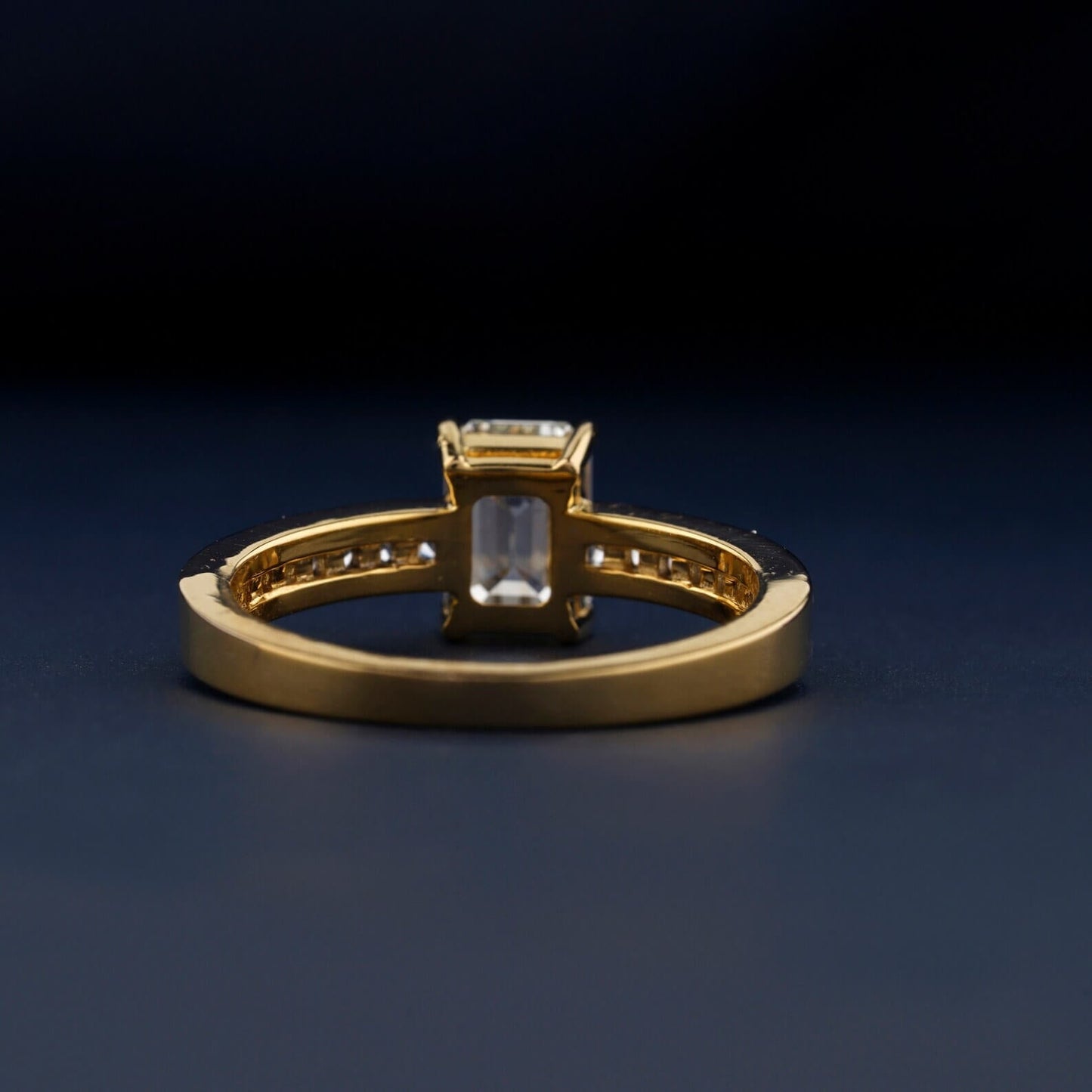 Emerald Cut Solitaire Accent Engagement Ring