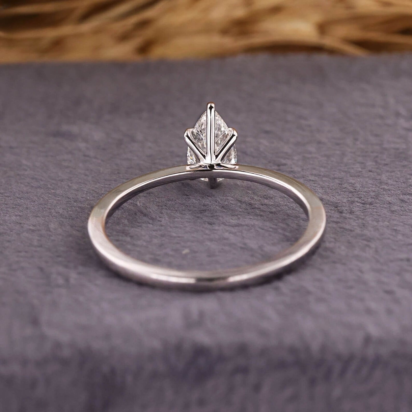 Pear Diamond Solitaire and Anniversary Ring for Her