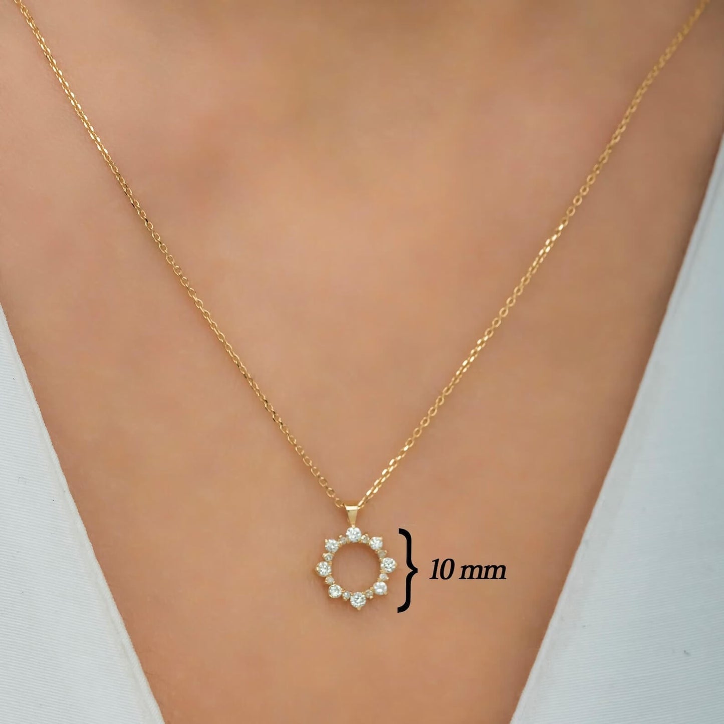 Lab Grown Diamond Sun-Woman Necklace with Gold Pave Setting