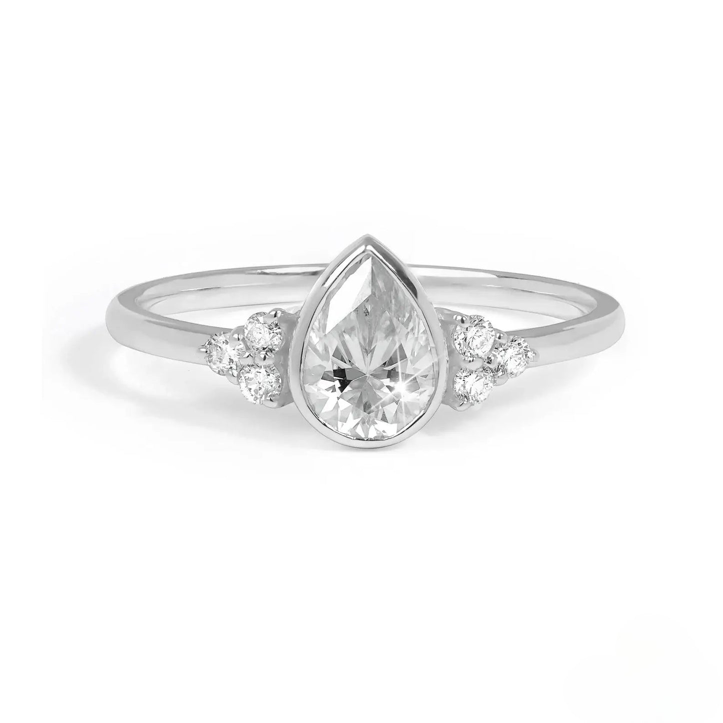 Pear Cut Accent Engagement Ring