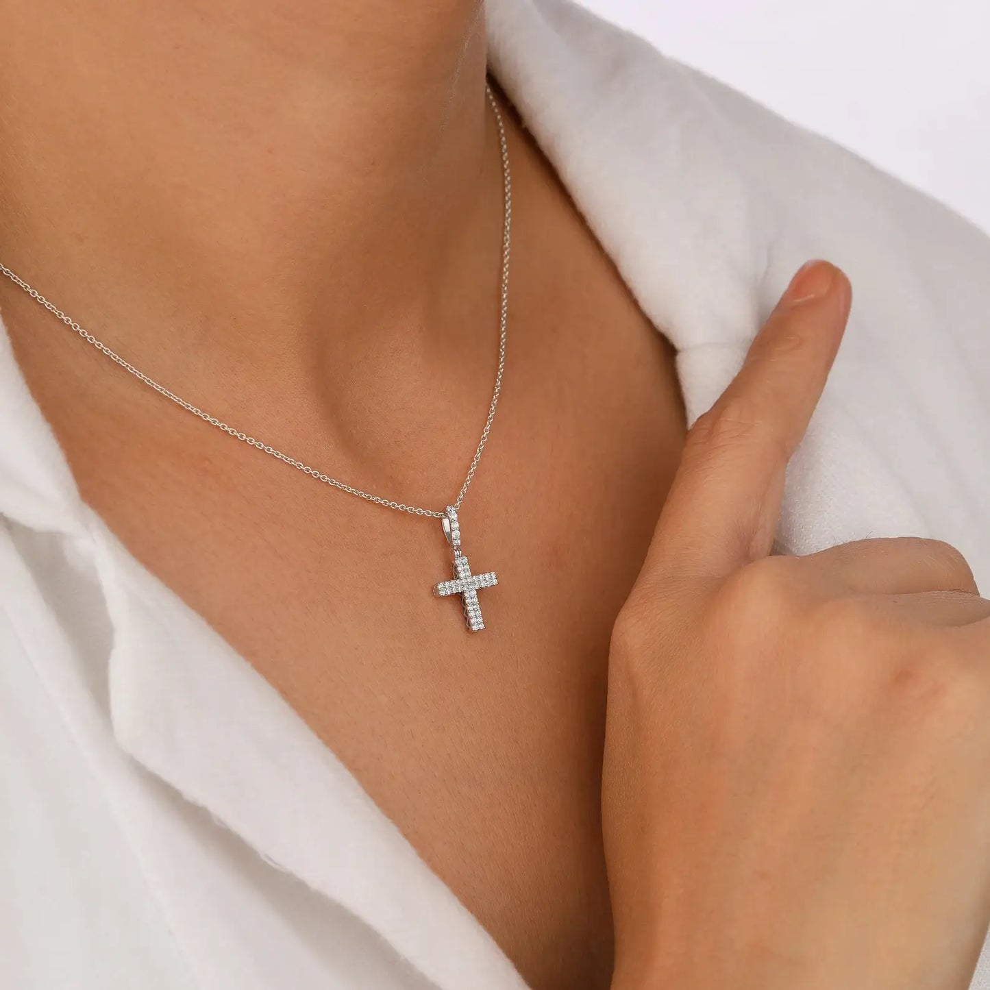 Small Lab Diamond Cross Pendant for Religious Occasions