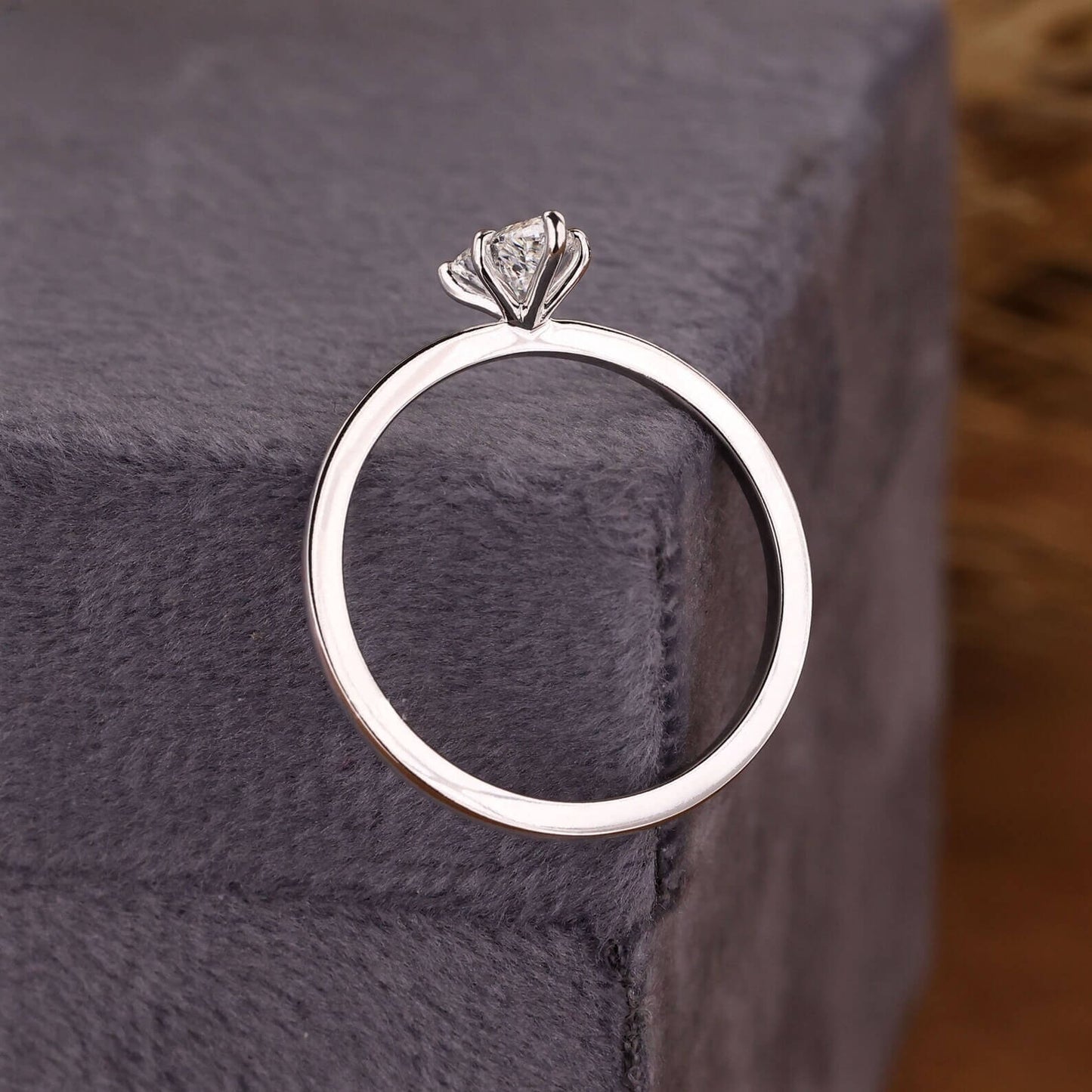 Pear Diamond Solitaire and Anniversary Ring for Her