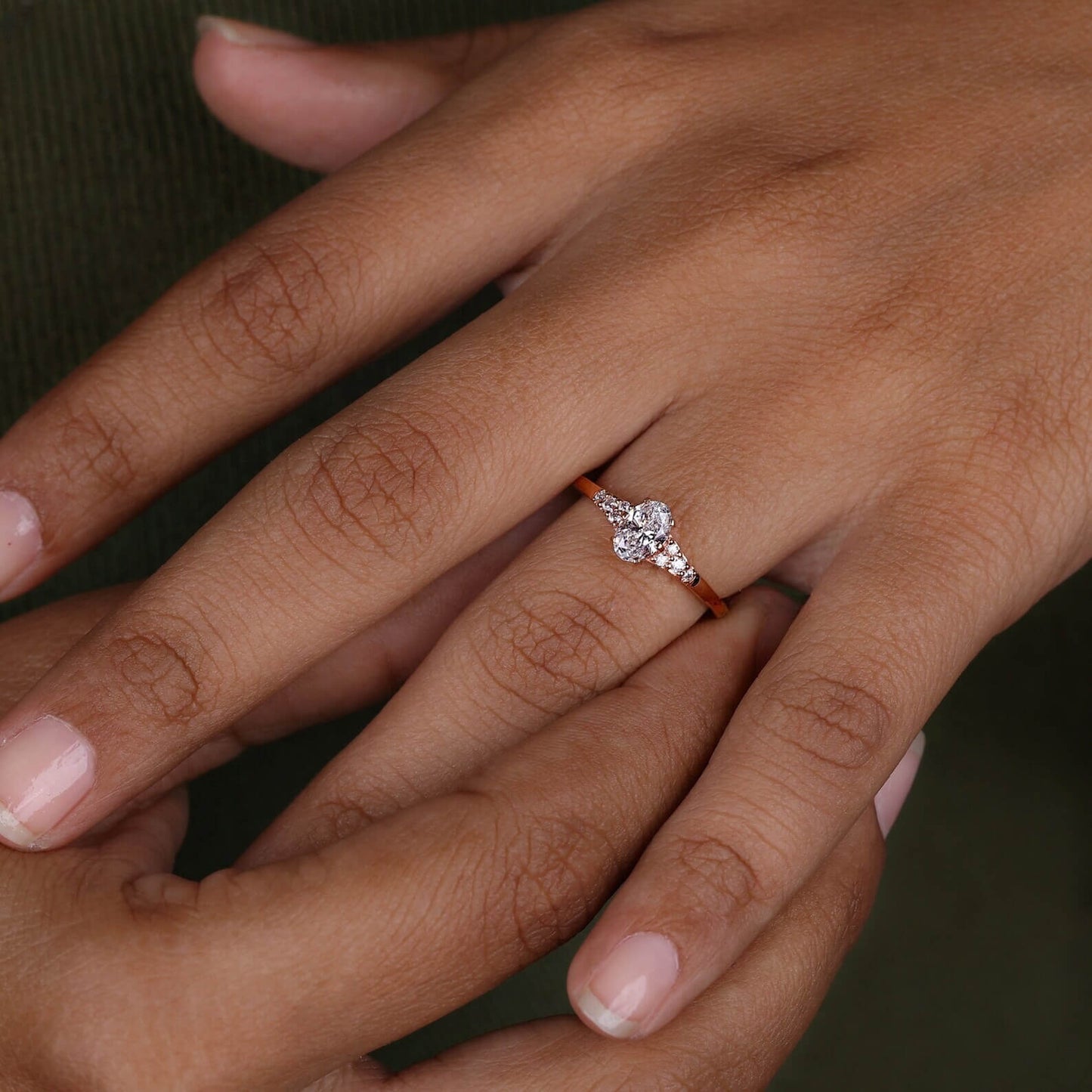 Lab Grown Diamond Ring with Oval Cut