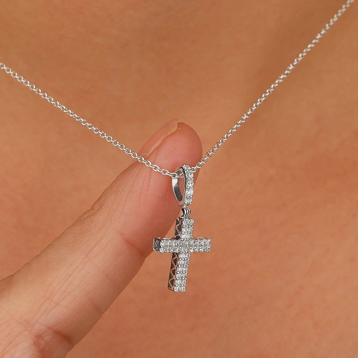 Small Lab Diamond Cross Pendant for Religious Occasions