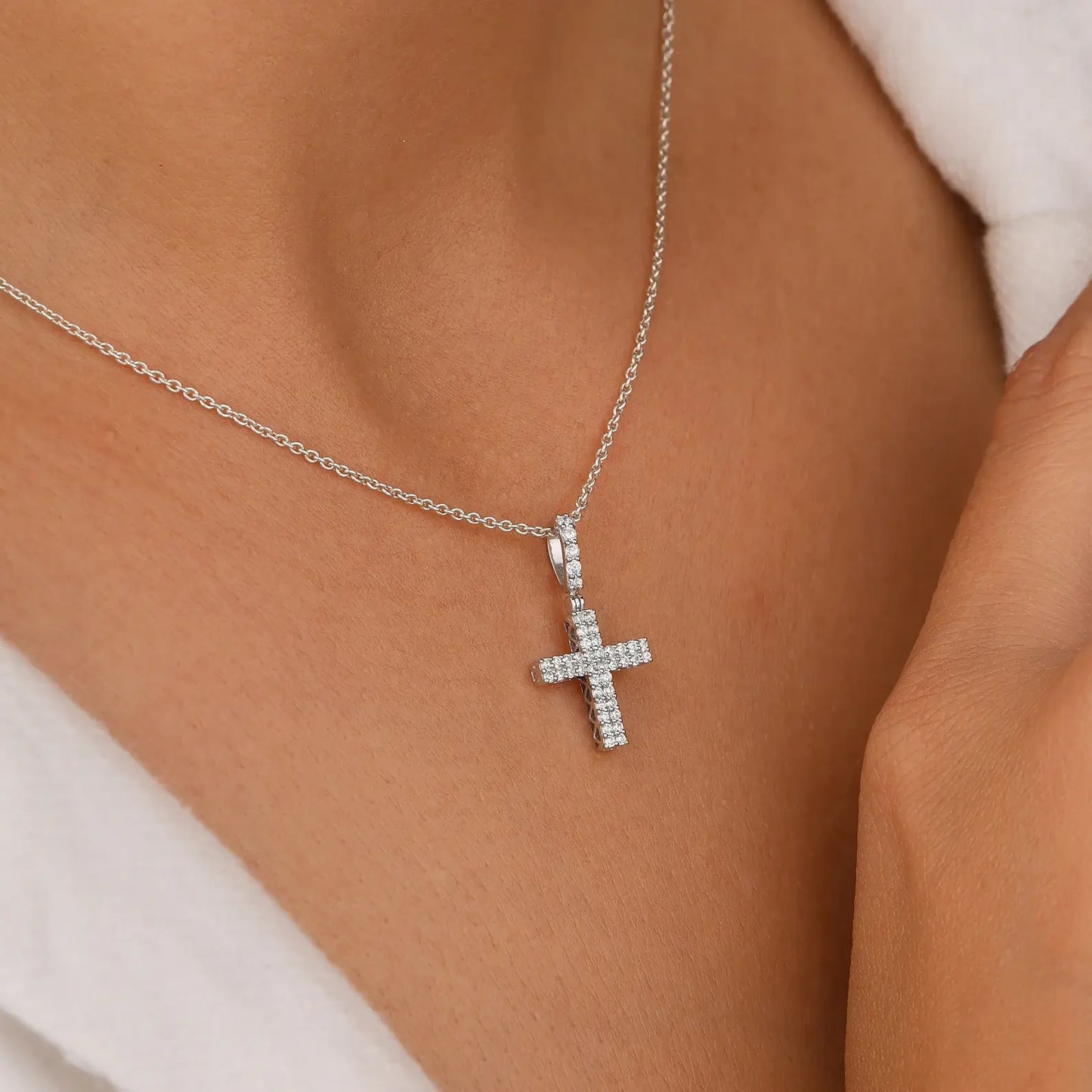 Small Lab Diamond Cross Pendant for Religious Occasions
