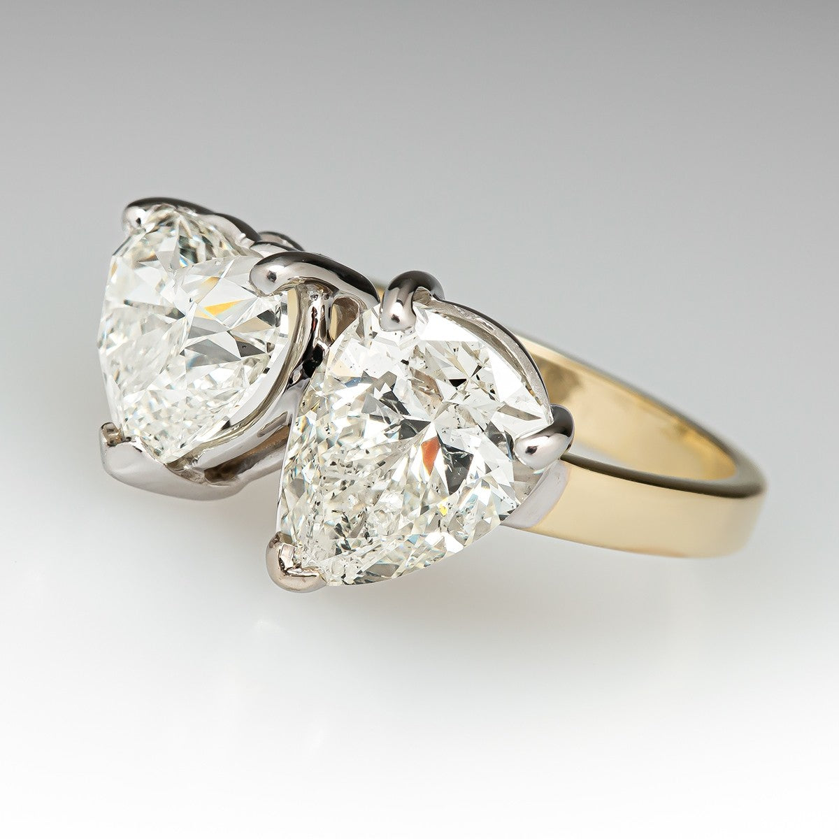 4.0 CT Pear and Heart Cut Lab Grown Diamond Engagement Ring. A vintage-inspired 'Toi et Moi two-stone ring, symbolizing love and unity.