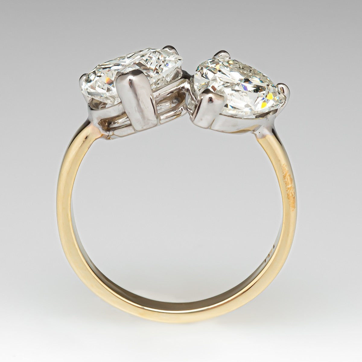 4.0 CT Pear and Heart Cut Lab Grown Diamond Engagement Ring. A vintage-inspired 'Toi et Moi two-stone ring, symbolizing love and unity.