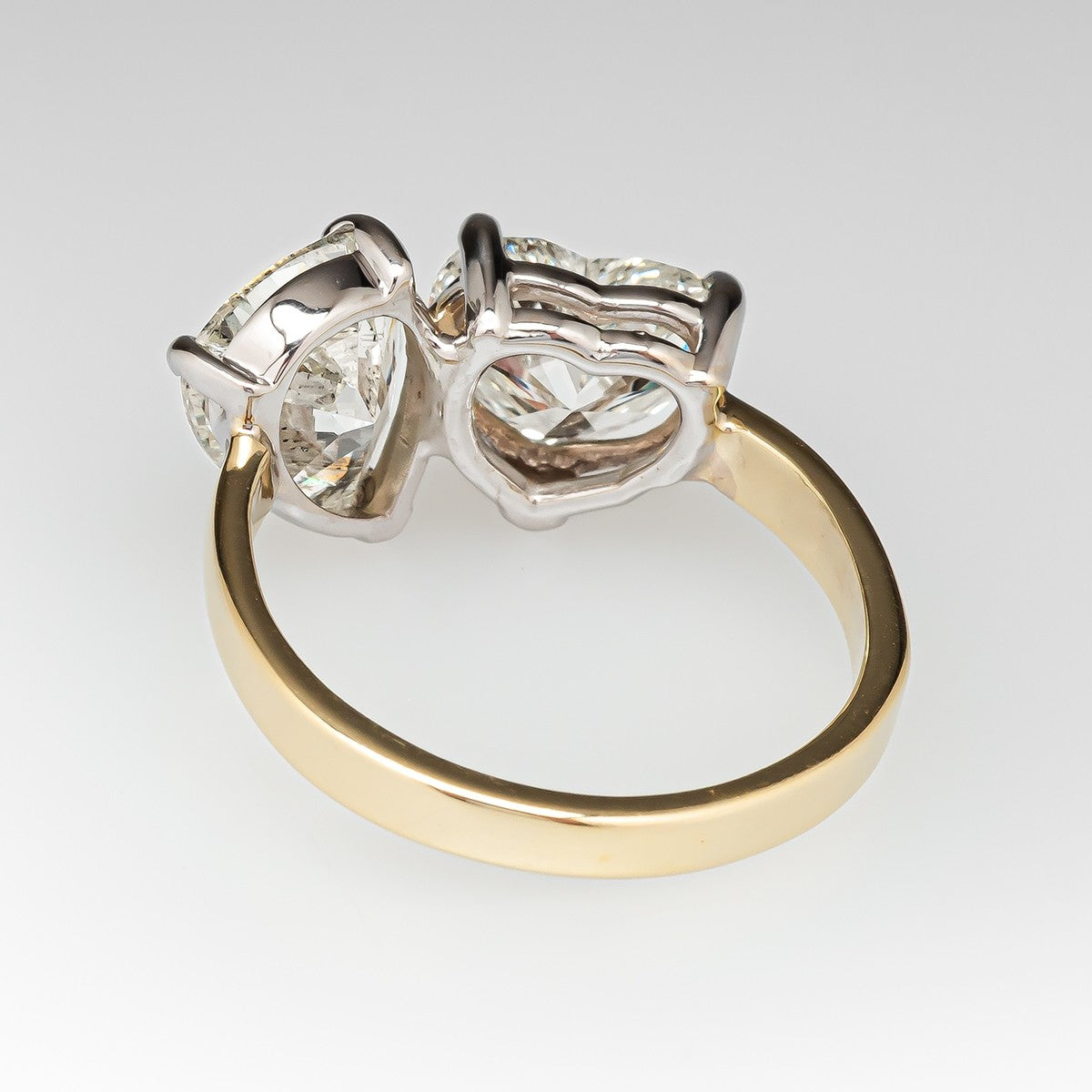 4.0 CT Pear and Heart Cut Lab Grown Diamond Engagement Ring. A vintage-inspired 'Toi et Moi two-stone ring, symbolizing love and unity.