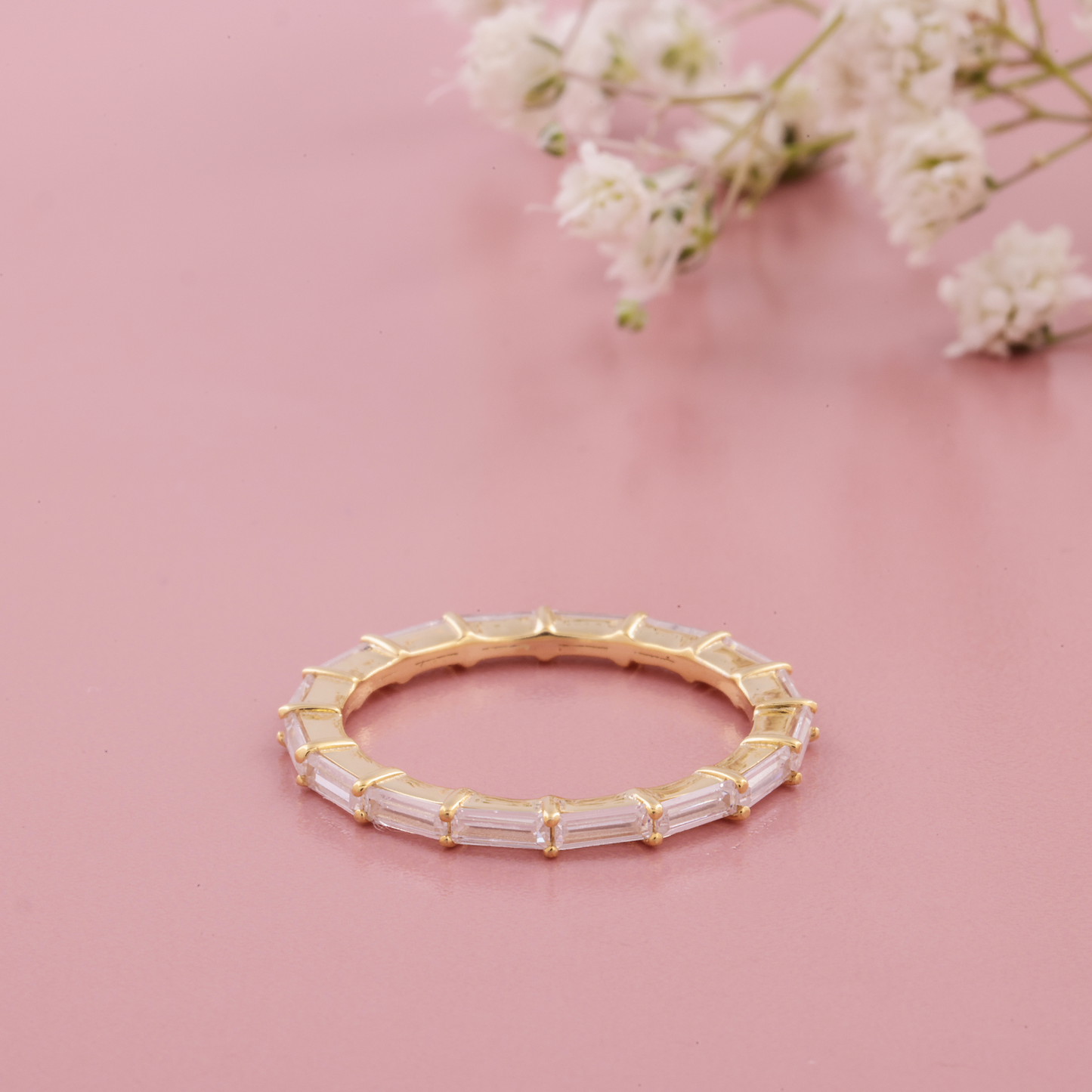 Dainty Baguette Cut Diamond Band / Stacked Full Eternity Band / Woman's Daily Wear Band / Delicate Thumb Band / Girl's Tiny Minimalist Band