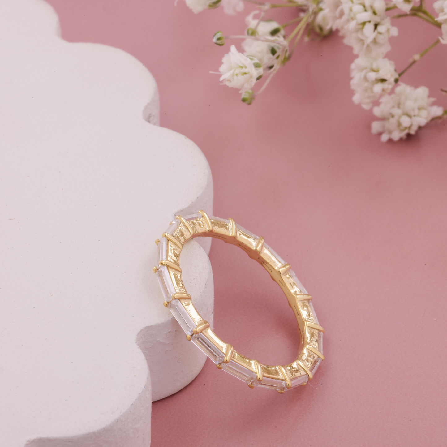 Dainty Baguette Cut Diamond Band / Stacked Full Eternity Band / Woman's Daily Wear Band / Delicate Thumb Band / Girl's Tiny Minimalist Band