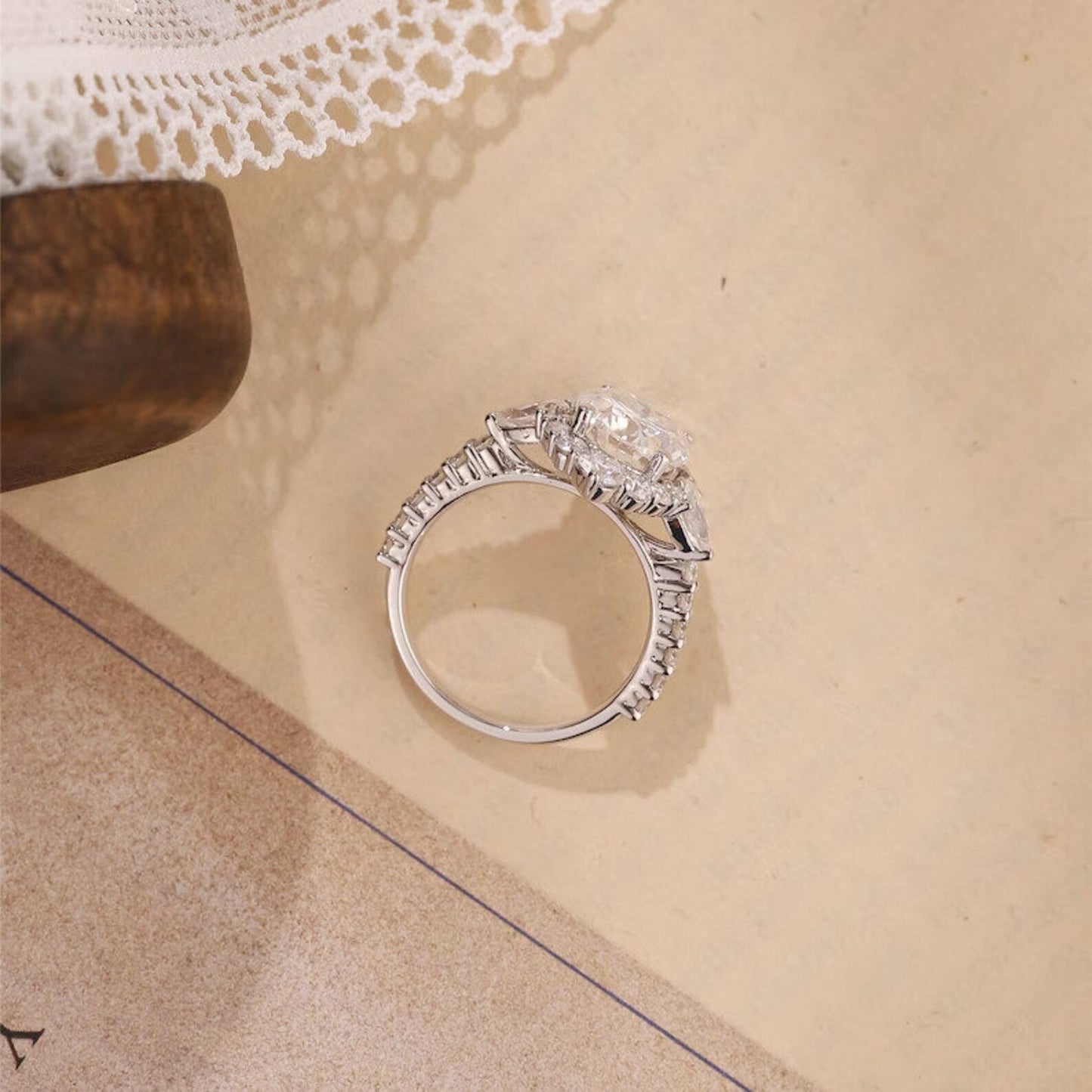 3 CT Oval Cut Lab Grown Diamond Engagement Ring Bridal Set with a dazzling pave setting. The perfect Anniversary Day gift set for her.